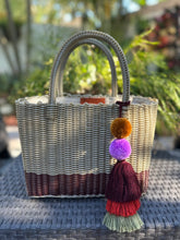 Load image into Gallery viewer, New Champagne And Burgundy Color Block Mini Tote Fully Lined