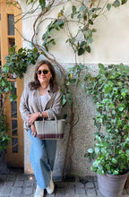 Load image into Gallery viewer, New Champagne And Burgundy Color Block Mini Tote Fully Lined