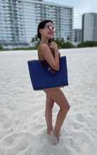 Load image into Gallery viewer, Large Royal Blue-Gold Beach Bag
