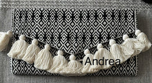 Load image into Gallery viewer, New Andrea handcrafted embroidered clutch purse with white tassels

