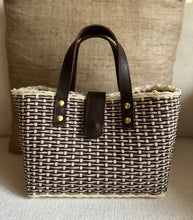 Load image into Gallery viewer, NEW Mini Brown Crema Triple Weave  Bag With Dark Brown Leather Handles &amp; Closure
