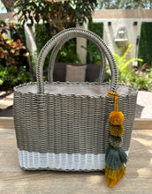 Load image into Gallery viewer, New Champagne And White Color Block Mini Tote Fully Lined
