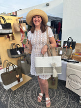 Load image into Gallery viewer, White/ Champagne base Tote Bag
