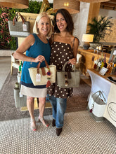 Load image into Gallery viewer, Mini Champagne Tote Bag /  Dark Brown Leather Magnetic Snap Closure
