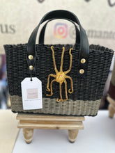 Load image into Gallery viewer, New Mini Black Champagne Tote Bag - Black Leather Handles

